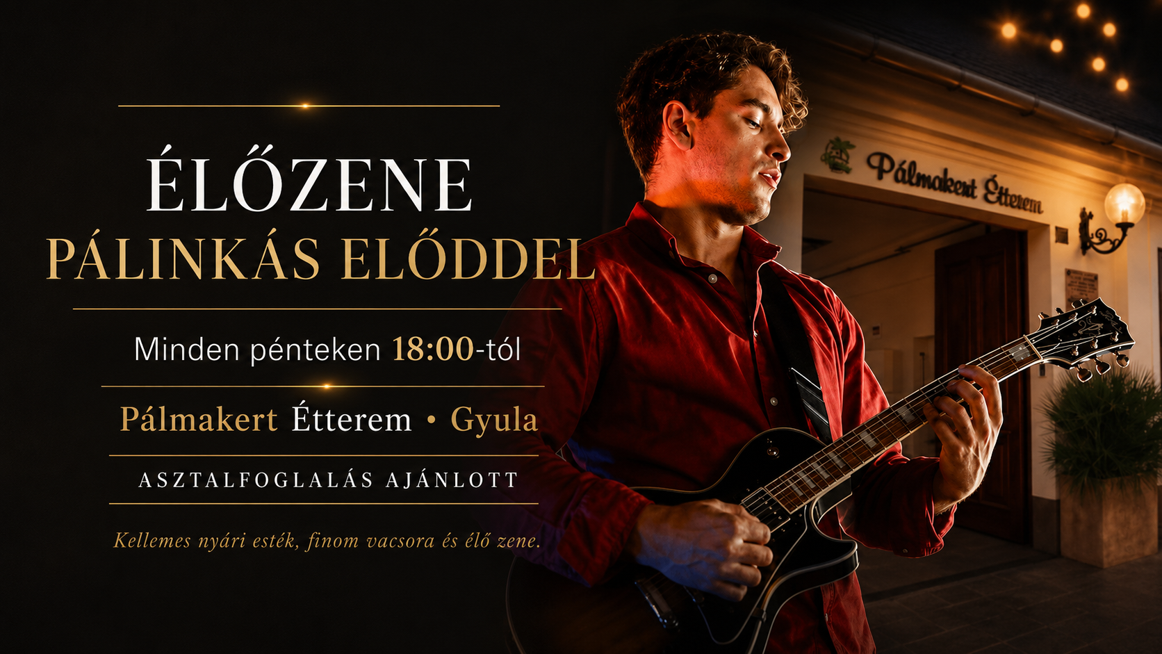Péntek esti élőzene Pálinkás Előddel